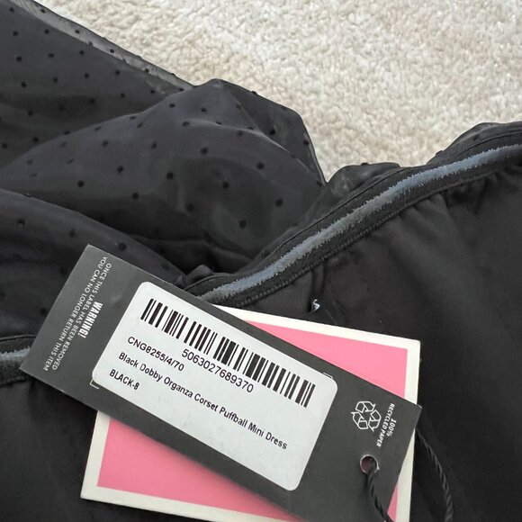NWT PrettyLittleThing Black Strapless Corset Puffball Mini Dress 4 Formal Prom - Picture 8 of 9